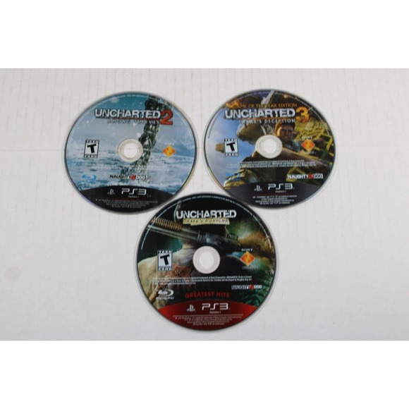 3 Games: Uncharted 2 +3 + Drake's Fortune (Sony Playstation 3, PS3) Discs Only - Picture 1 of 11